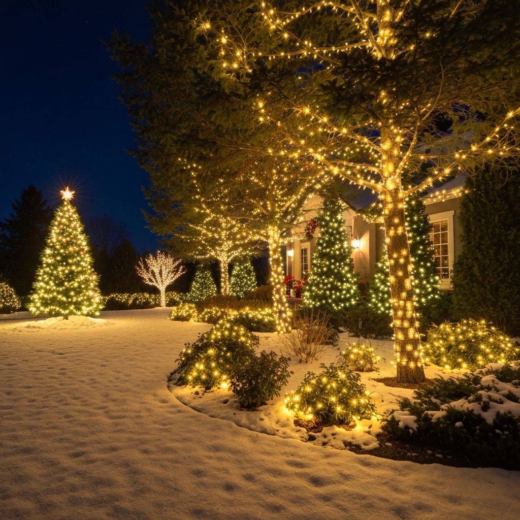 Landscaping and tree Christmas lights
